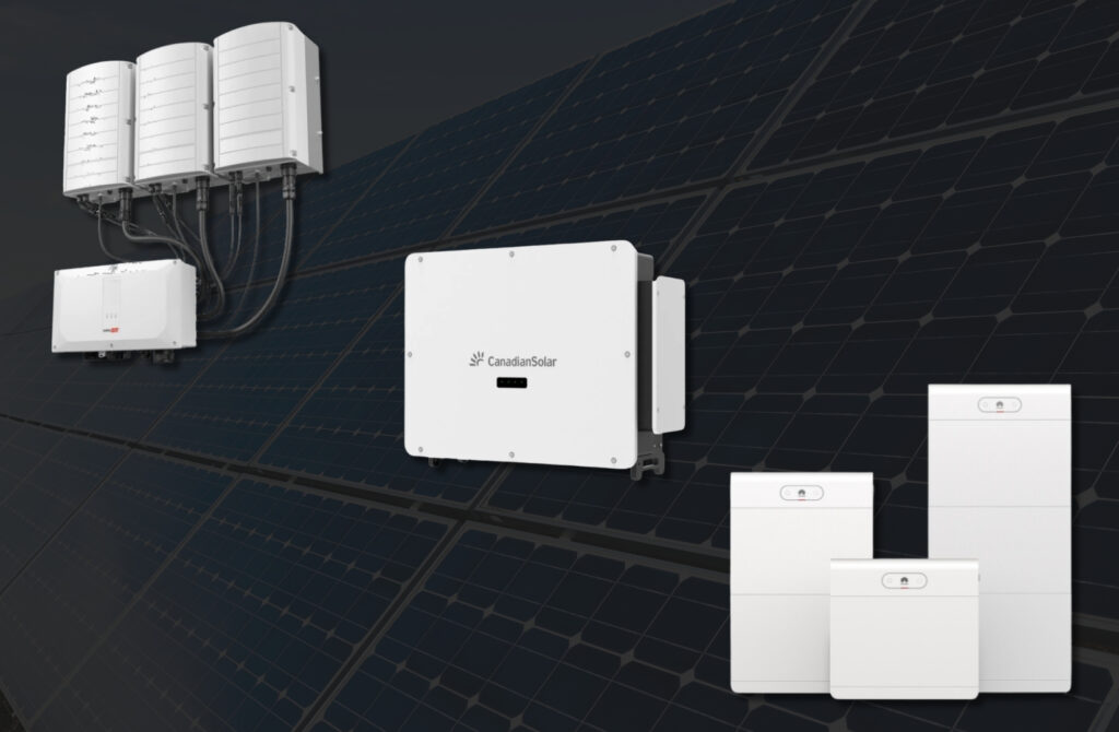 Equipos de energía solar e inversores distribuidos por Sonnecol para proyectos fotovoltaicos.
