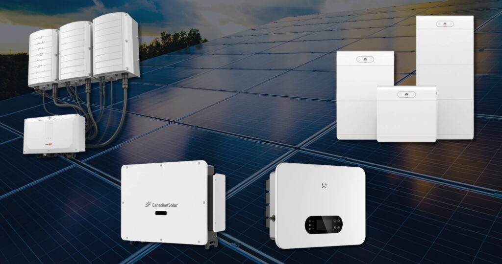 Equipos de energía solar e inversores distribuidos por Sonnecol para proyectos fotovoltaicos.